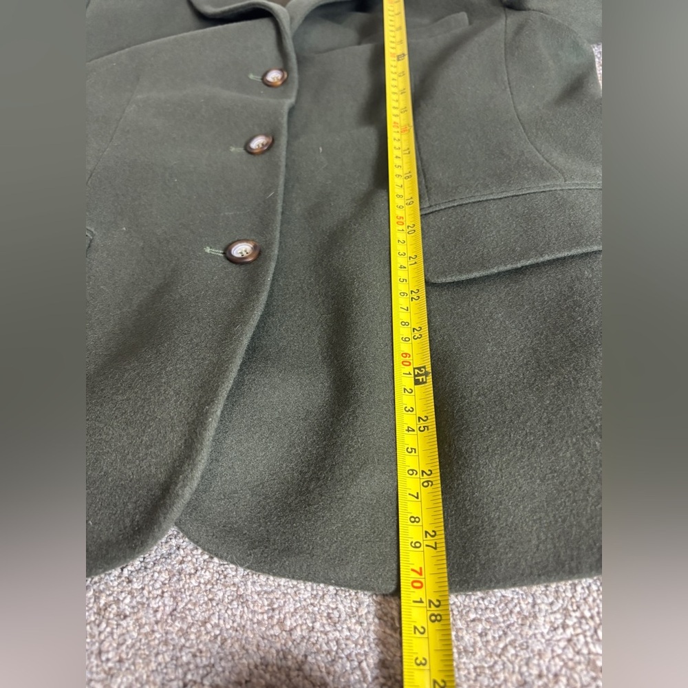 LL Bean Wool Cashmere Blend Green Blazer Jacket Green14 Petite Business - Picture 10 of 12